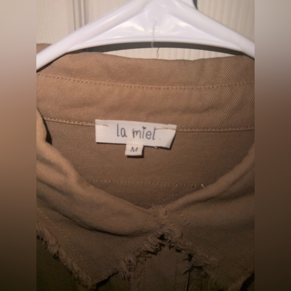 LA MIEL Brown Frayed Collar Shirt/jacket - Picture 2 of 11
